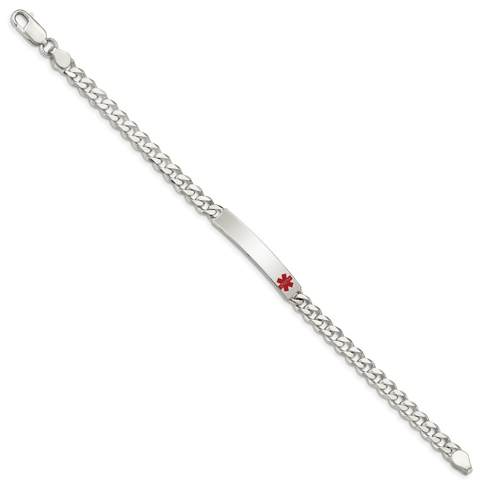 FJC Finejewelers 925 Sterling Silver Polished Curb Link Enameled Medical ID Bracelet 8.5 Inches x 6 mm
