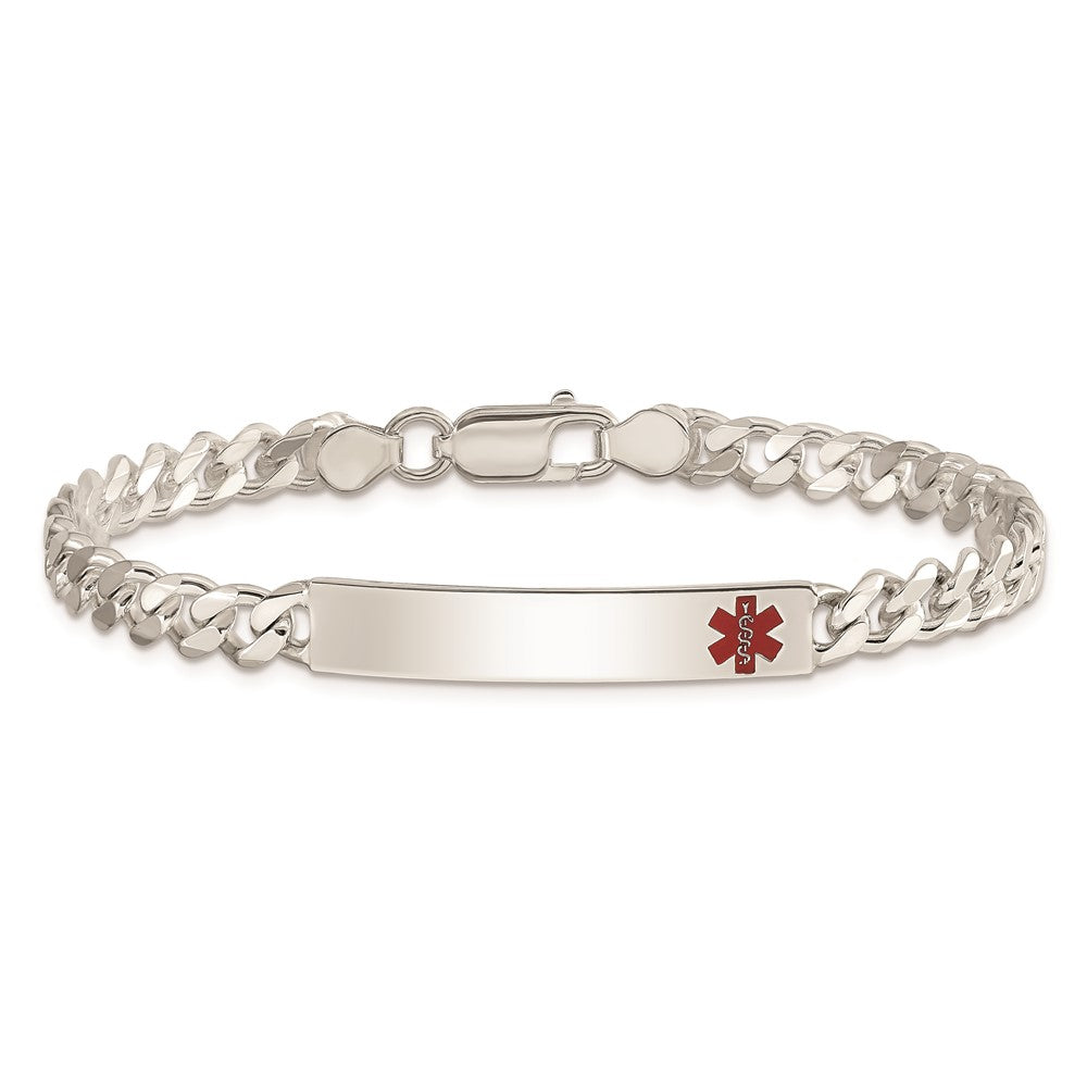 FJC Finejewelers 925 Sterling Silver Polished Curb Link Enameled Medical ID Bracelet 8.5 Inches x 6 mm