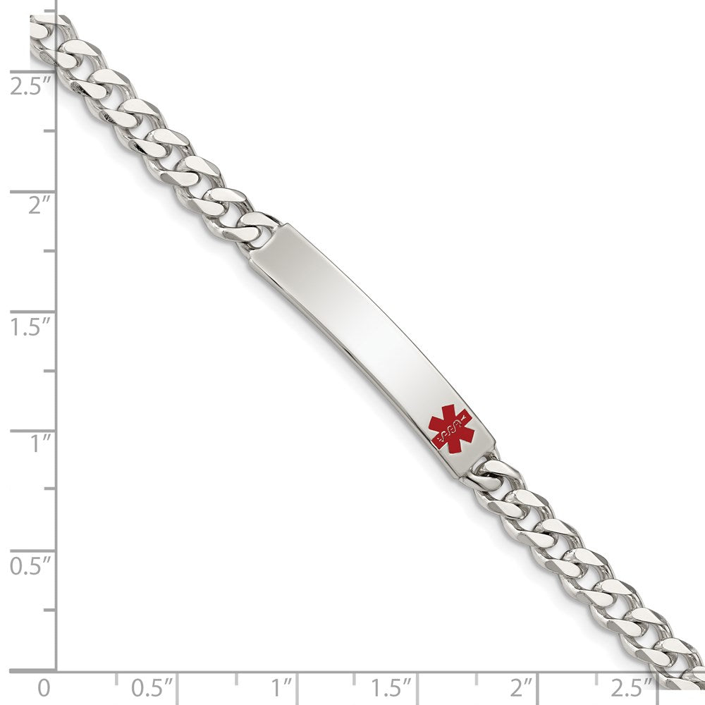 FJC Finejewelers 925 Sterling Silver Polished Curb Link Enameled Medical ID Bracelet 8.5 Inches x 6 mm