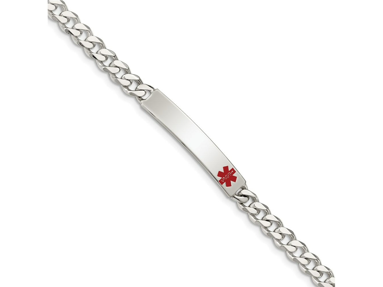 FJC Finejewelers 925 Sterling Silver Polished Curb Link Enameled Medical ID Bracelet 8.5 Inches x 6 mm