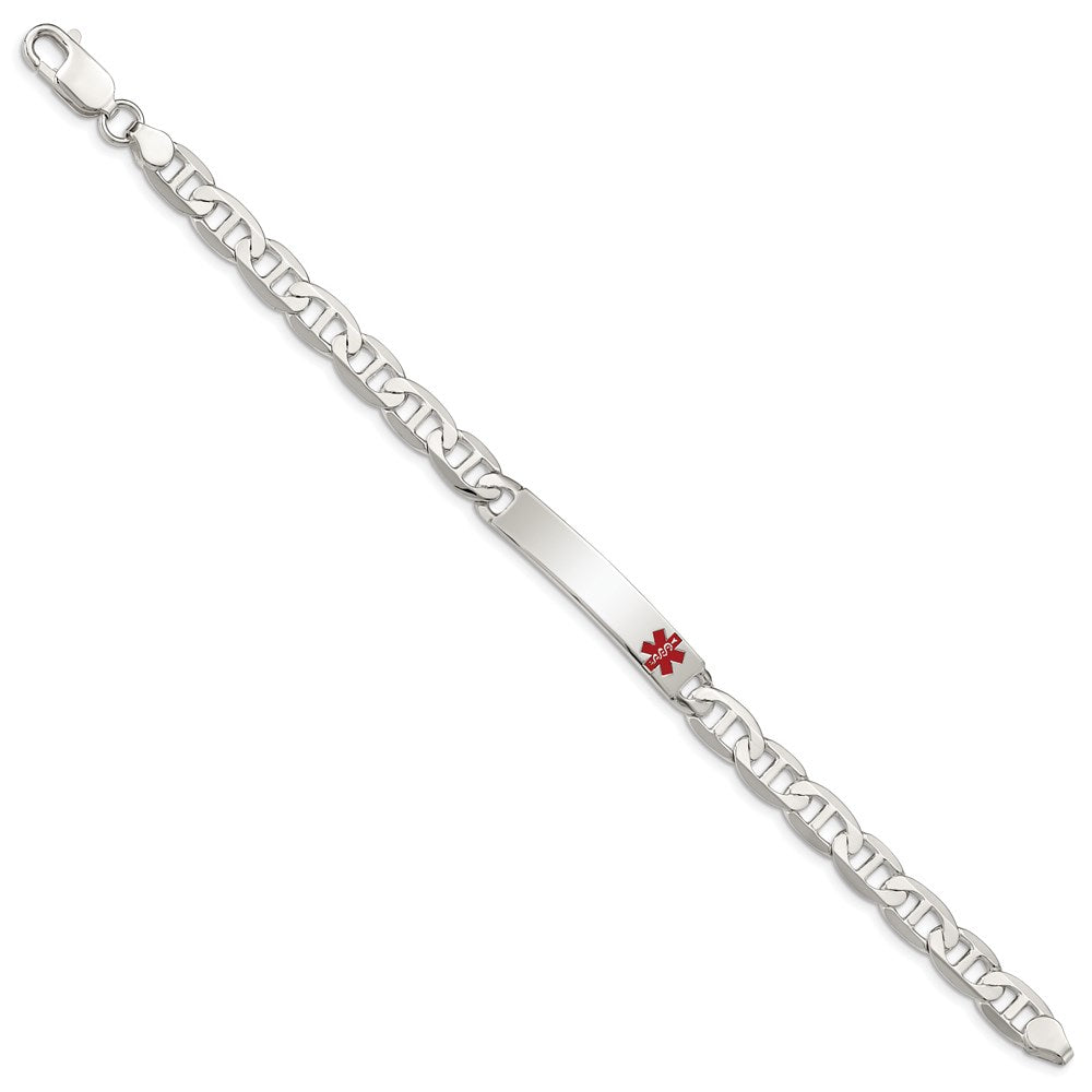 FJC Finejewelers 925 Sterling Silver Polished Anchor Link Enameled Medical ID Bracelet 8.5 Inches x 7 mm