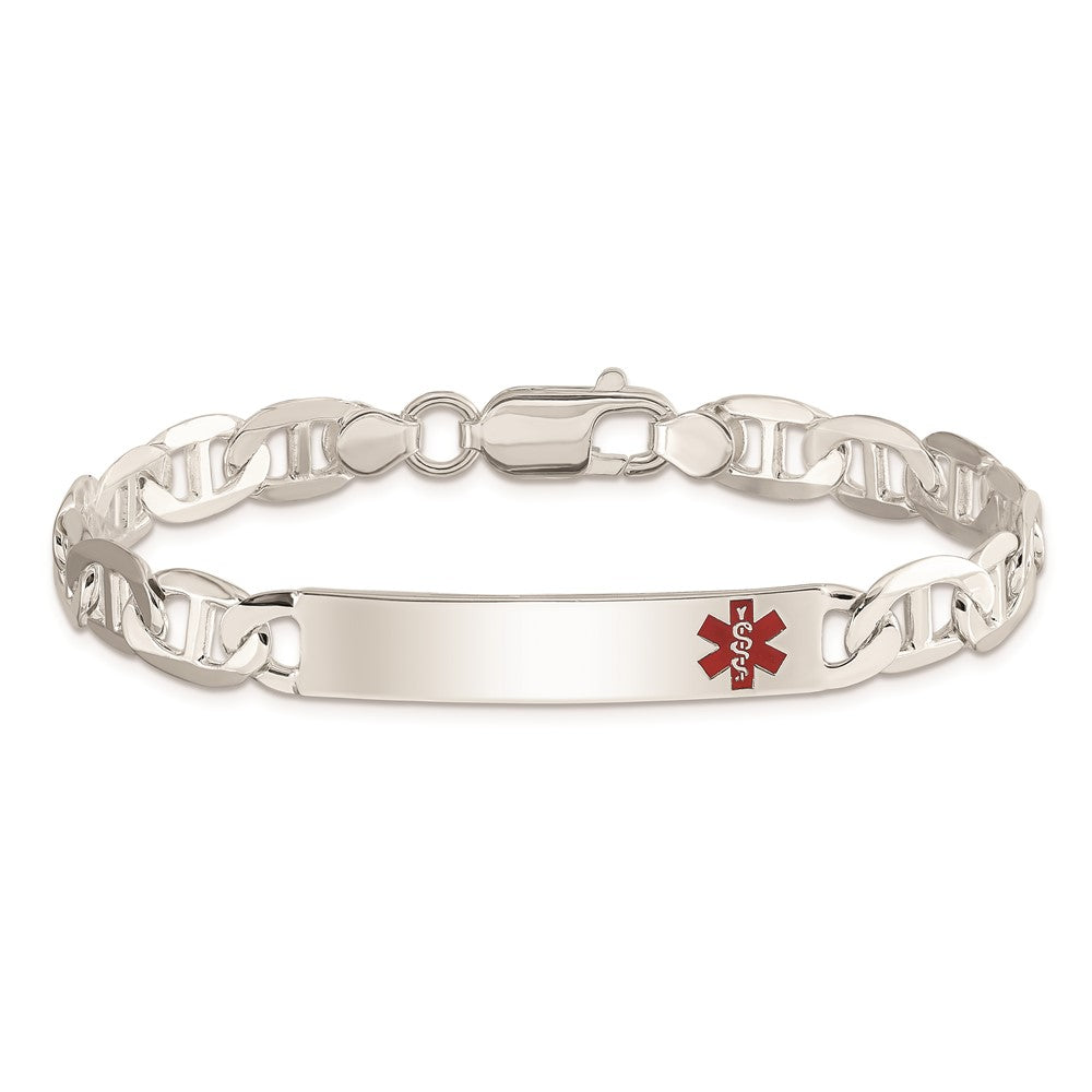 FJC Finejewelers 925 Sterling Silver Polished Anchor Link Enameled Medical ID Bracelet 8.5 Inches x 7 mm