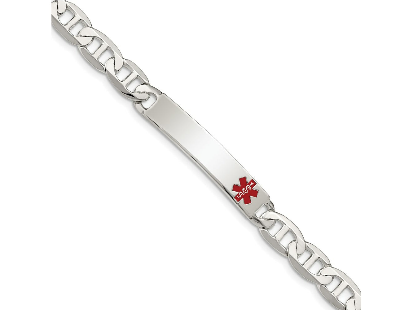 FJC Finejewelers 925 Sterling Silver Polished Anchor Link Enameled Medical ID Bracelet 8.5 Inches x 7 mm