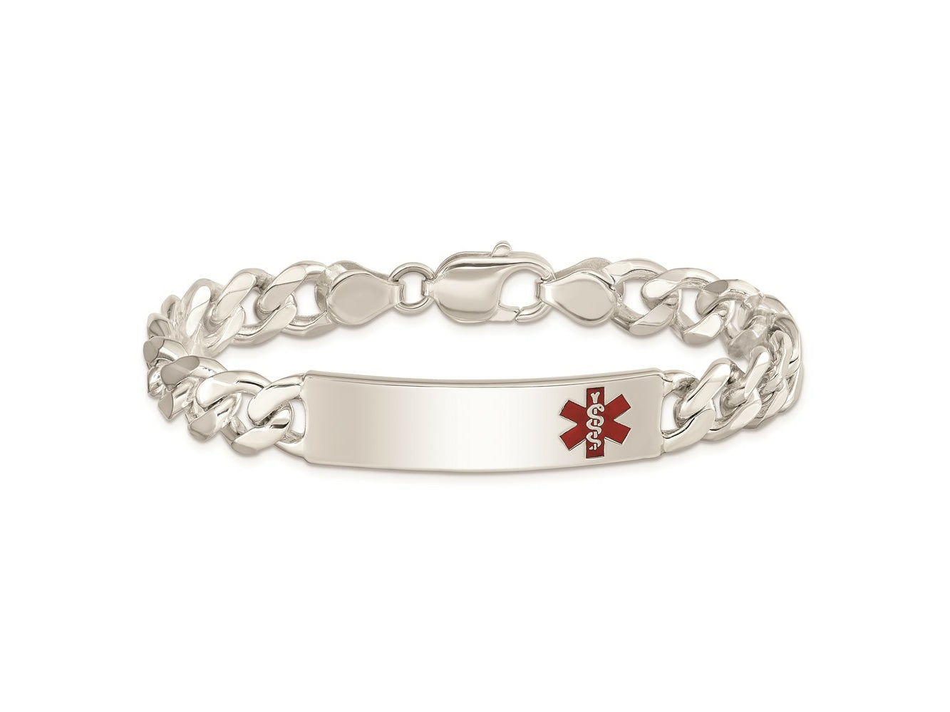 FJC Finejewelers 925 Sterling Silver Polished Curb Link Enameled Medical ID Bracelet 8.5 Inches x 10 mm