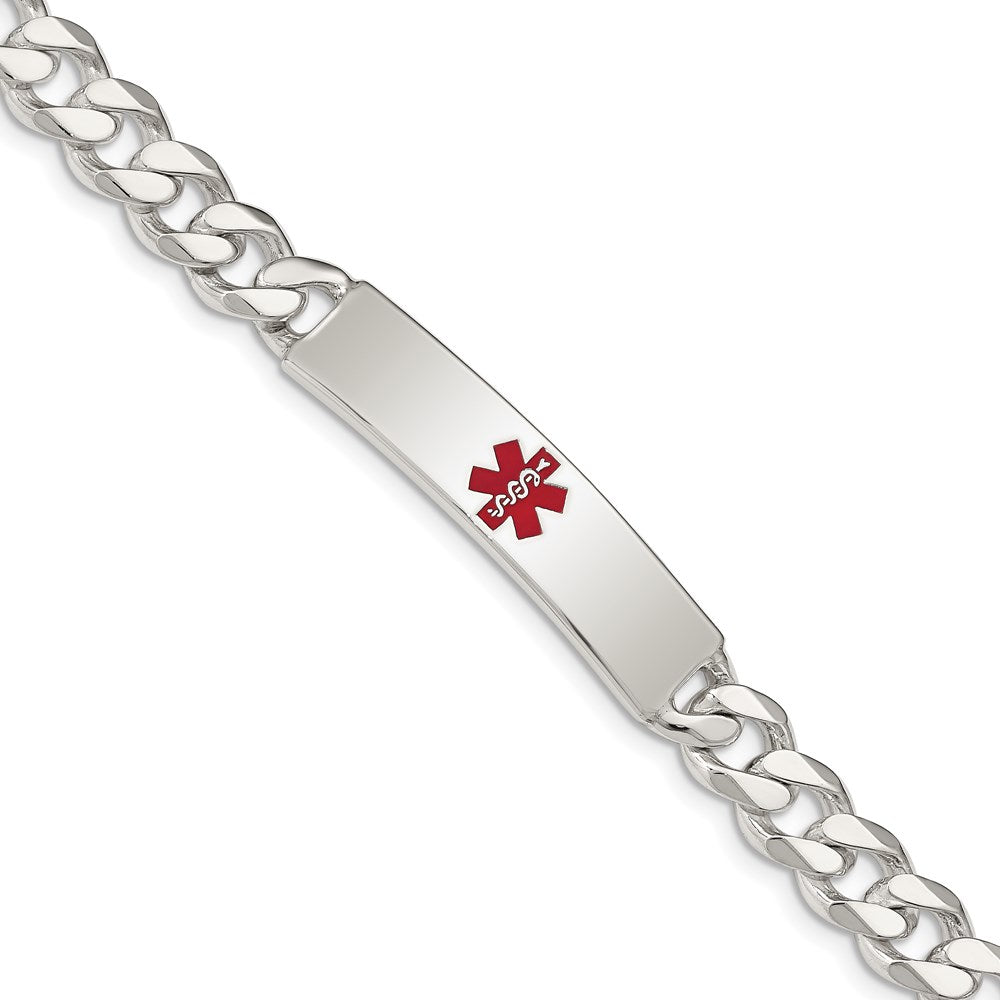 FJC Finejewelers 925 Sterling Silver Polished Curb Link Enameled Medical ID Bracelet 8.5 Inches x 9 mm