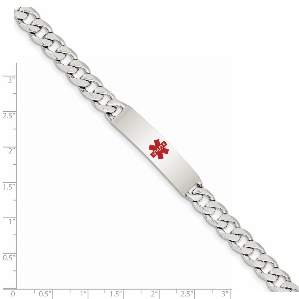 FJC Finejewelers 925 Sterling Silver Polished Curb Link Enameled Medical ID Bracelet 8.5 Inches x 9 mm