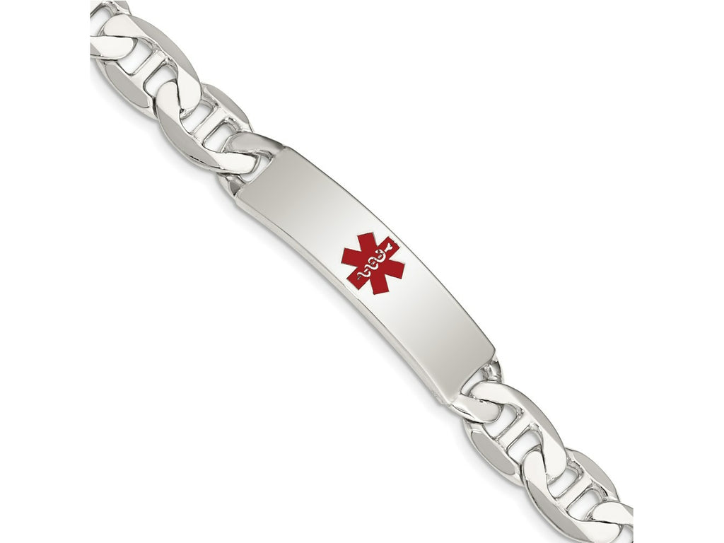 FJC Finejewelers 925 Sterling Silver Polished Anchor Link Enameled Medical ID Bracelet 8.5 Inches x 10 mm