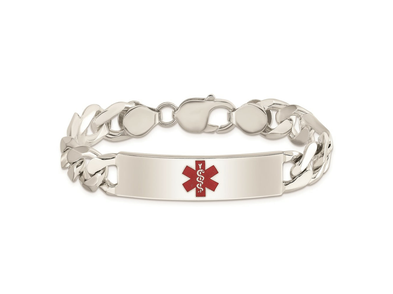 FJC Finejewelers 925 Sterling Silver Figaro Anchor Link Enameled Medical ID Bracelet 8.5 Inches x 11 mm