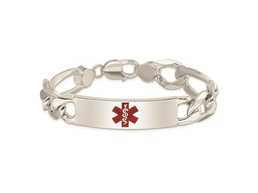 FJC Finejewelers 925 Sterling Silver Figaro Anchor Link Enameled Medical ID Bracelet 8.5 Inches x 13 mm