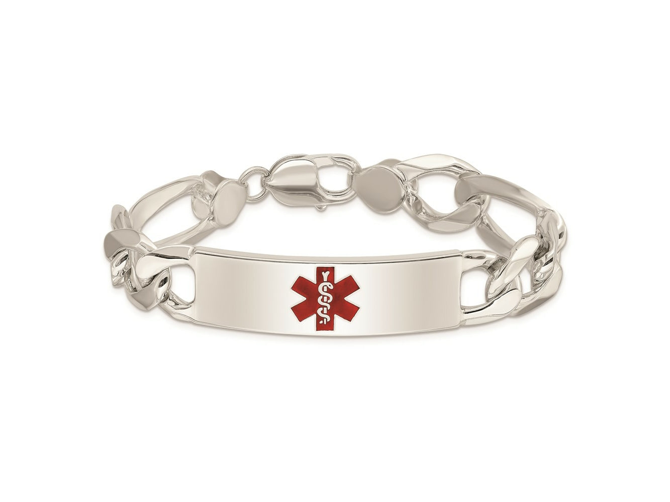 FJC Finejewelers 925 Sterling Silver Figaro Anchor Link Enameled Medical ID Bracelet 8.5 Inches x 13 mm