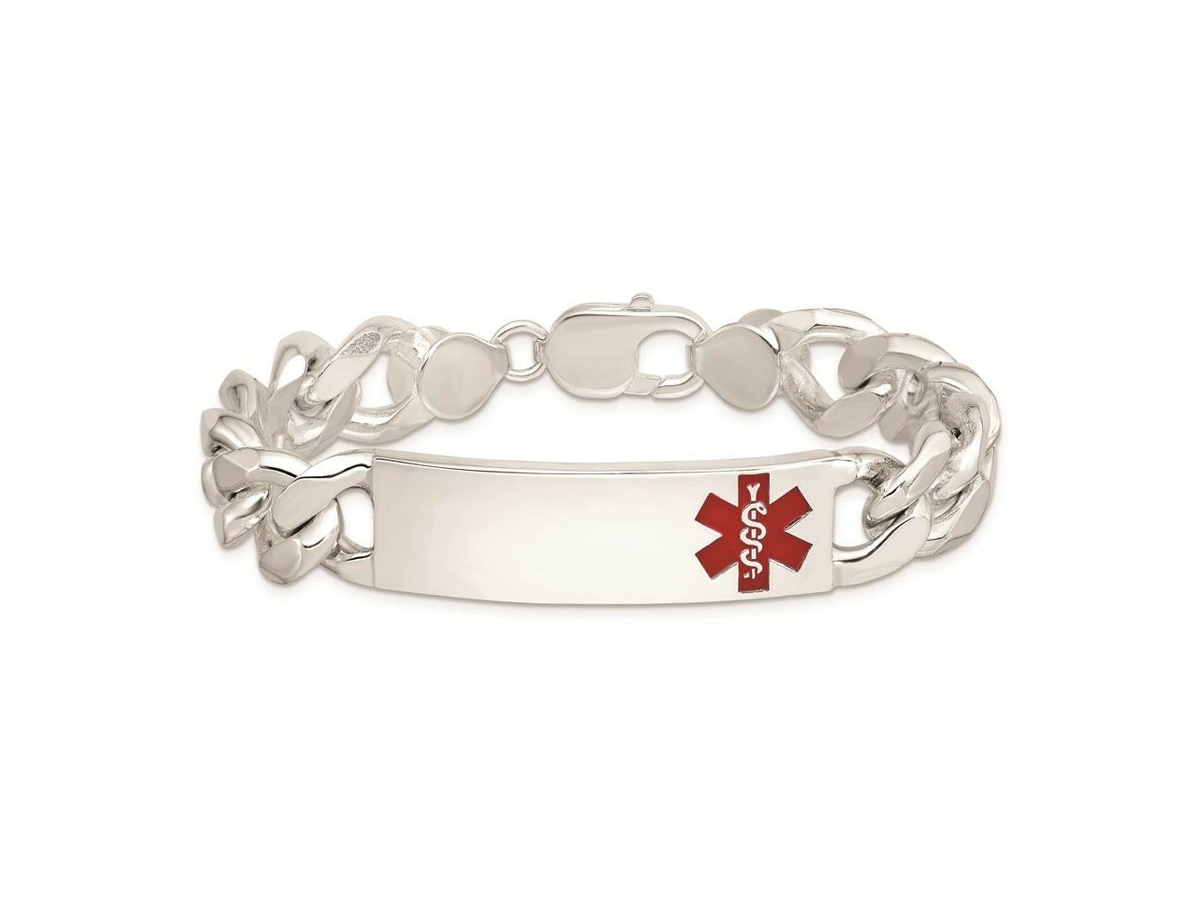FJC Finejewelers 925 Sterling Silver Enameled Polished Medical Curb Link ID Bracelet 8.5 Inches x 13 mm