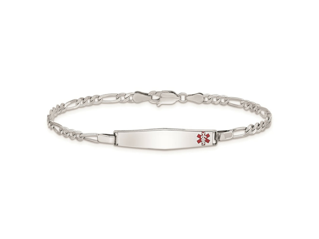 FJC Finejewelers 925 Sterling Silver Enameled  Medical ID Figaro Link Bracelet 8 Inches x 5 mm
