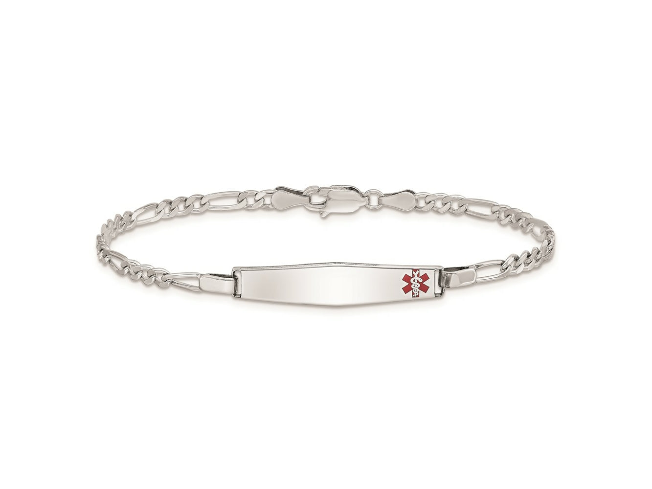 FJC Finejewelers 925 Sterling Silver Enameled  Medical ID Figaro Link Bracelet 8 Inches x 5 mm