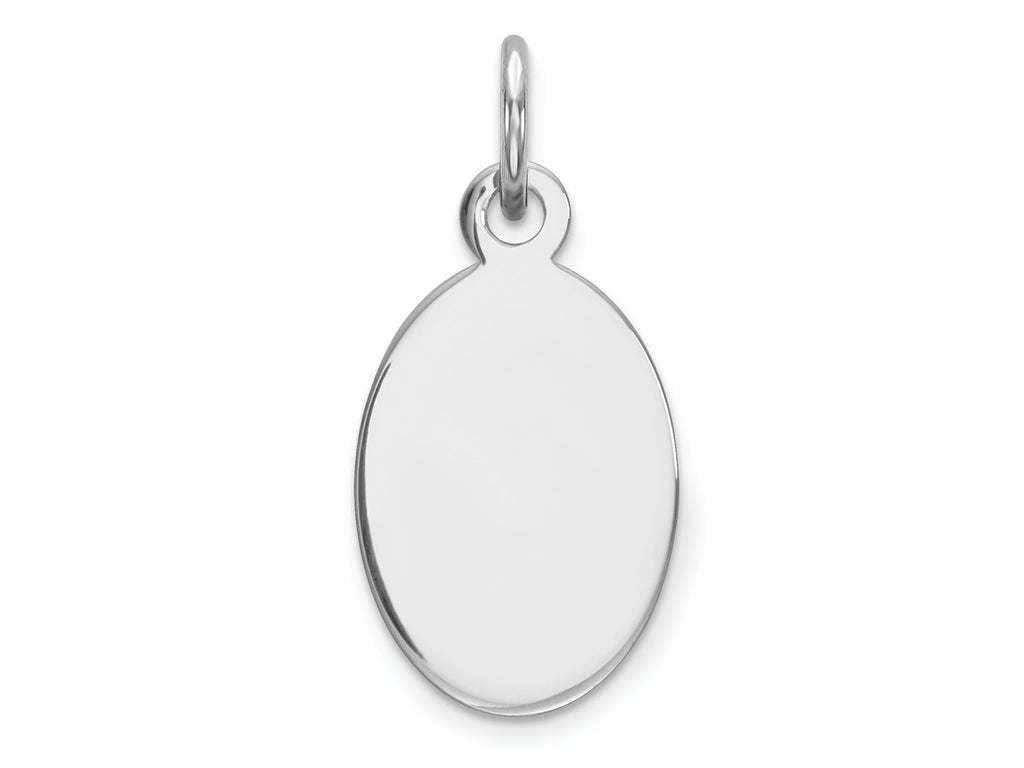 FJC Finejewelers 14 kt White Gold Personalized Plain .009 Gauge Oval Engravable Disc Charm 20 x 9 mm