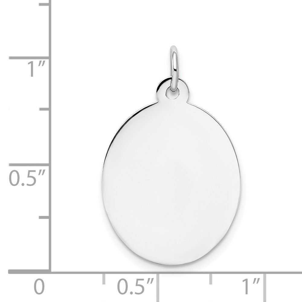 FJC Finejewelers 14 kt White Gold Personalized Plain .018 Gauge Oval Engravable Disc Charm 27 x 16 mm