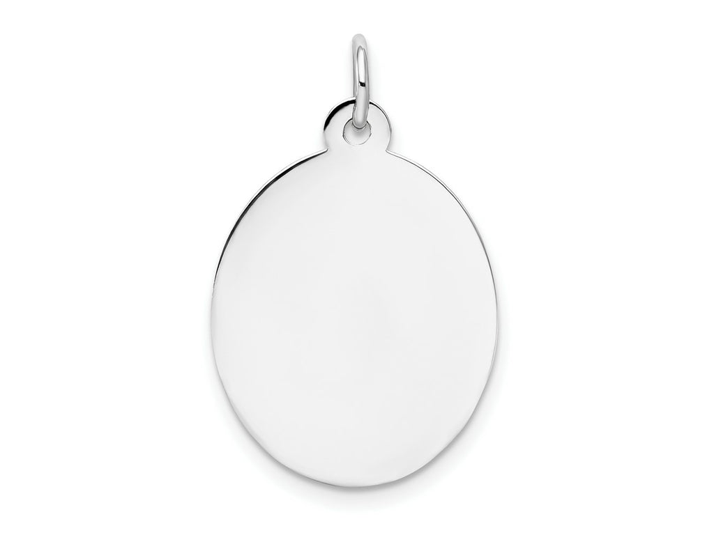 FJC Finejewelers 14 kt White Gold Personalized Plain .018 Gauge Oval Engravable Disc Charm 27 x 16 mm