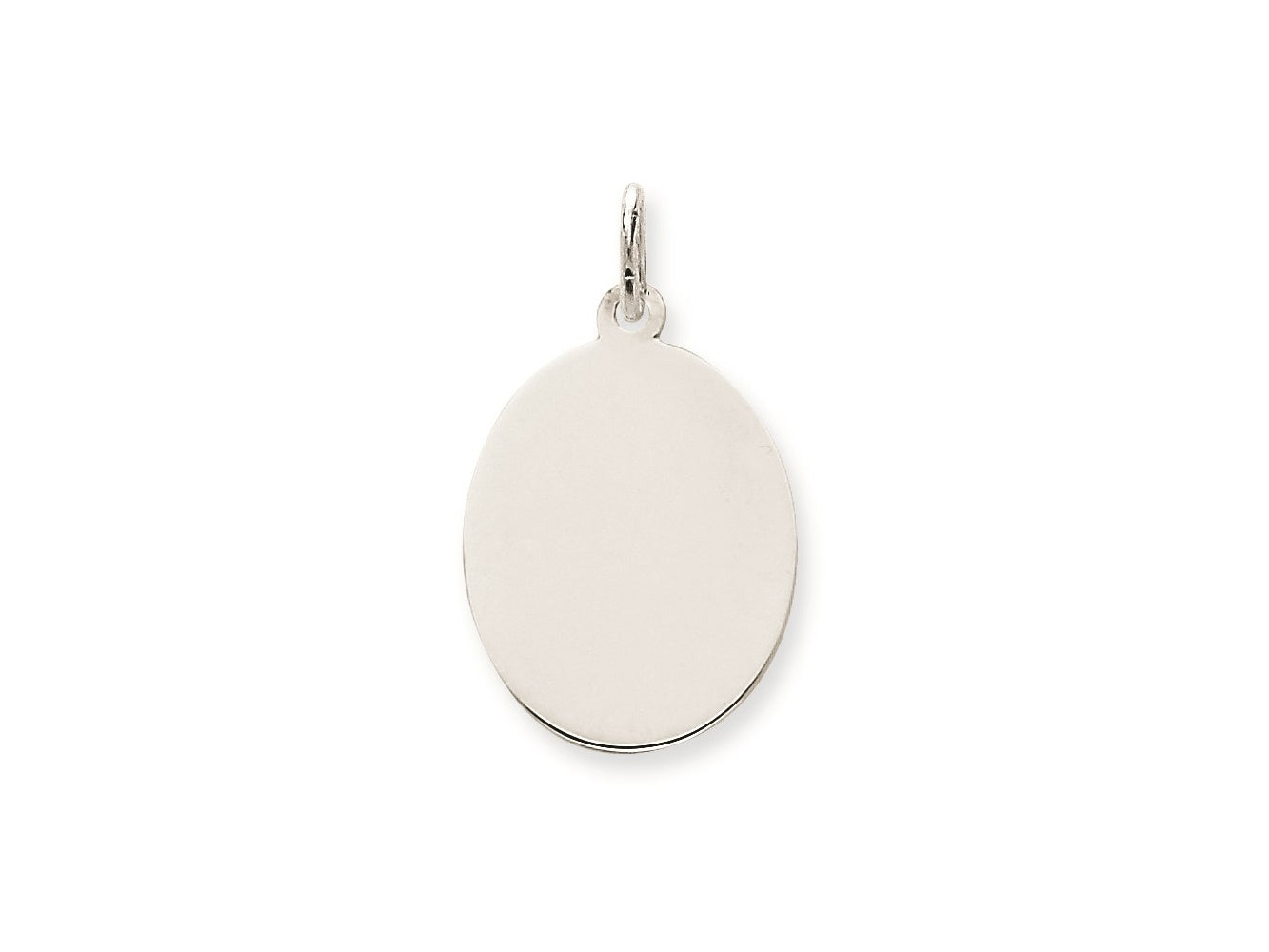 FJC Finejewelers 14 kt White Gold Personalized Plain .027 Gauge Oval Engravable Disc Charm 27 x 16 mm