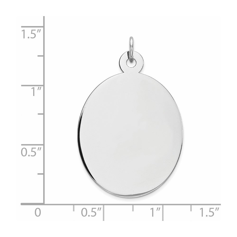 FJC Finejewelers 14 kt White Gold Personalized Plain .013 Gauge Oval Engravable Disc Charm 34 x 22 mm