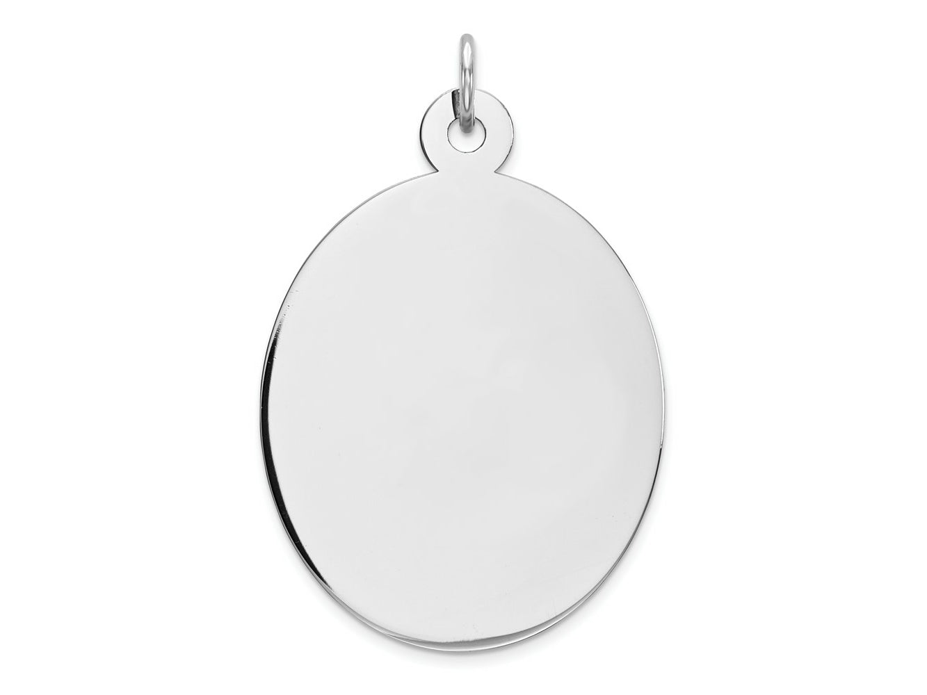 FJC Finejewelers 14 kt White Gold Personalized Plain .013 Gauge Oval Engravable Disc Charm 34 x 22 mm