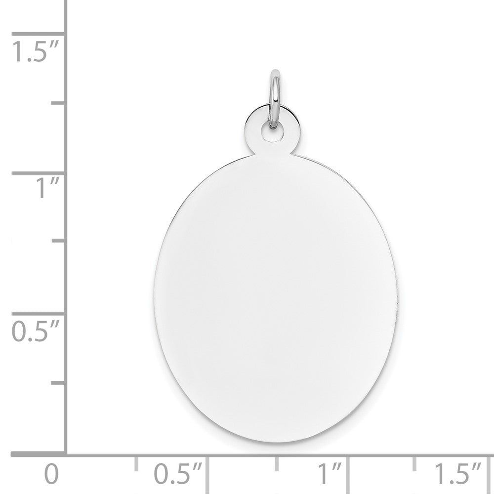 FJC Finejewelers 14 kt White Gold Personalized Plain .018 Gauge Oval Engravable Disc Charm 34 x 22 mm