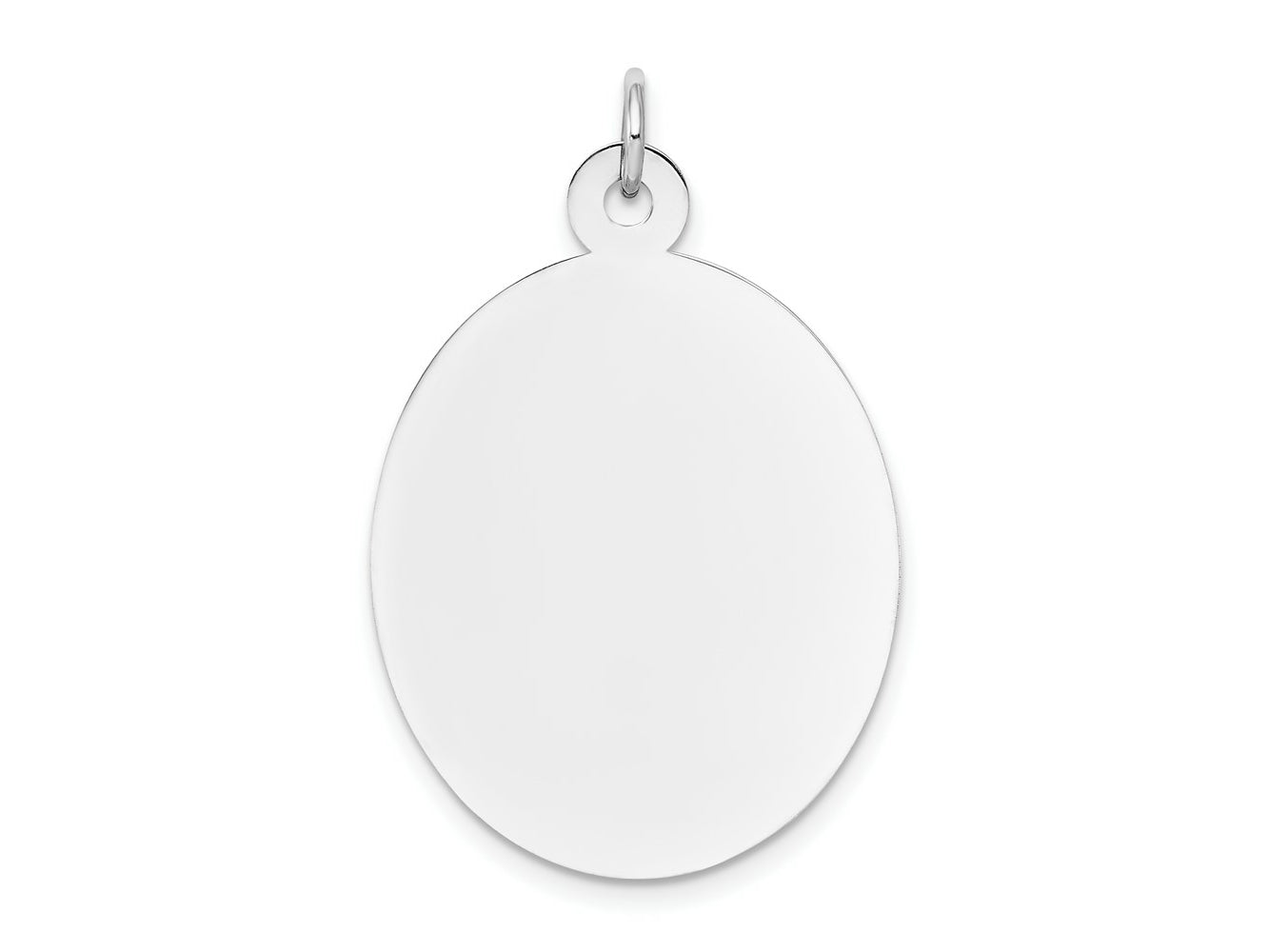 FJC Finejewelers 14 kt White Gold Personalized Plain .018 Gauge Oval Engravable Disc Charm 34 x 22 mm