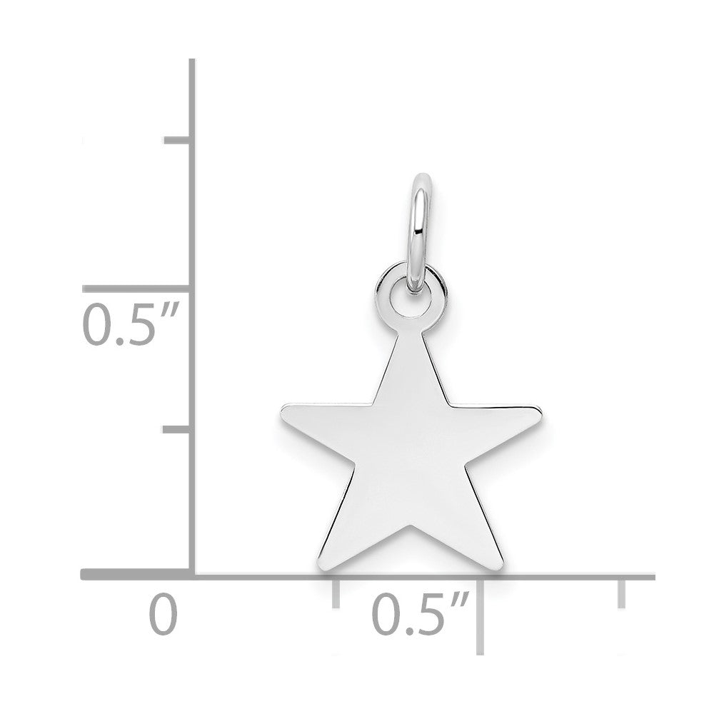 FJC Finejewelers 14 kt White Gold Personalized Plain .018 Gauge Engravable Star Charm 17 x 11 mm
