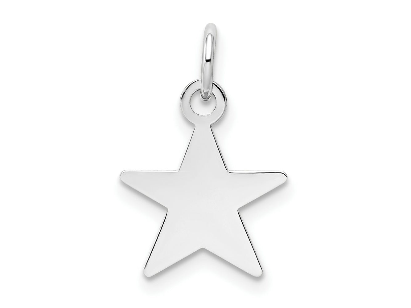 FJC Finejewelers 14 kt White Gold Personalized Plain .018 Gauge Engravable Star Charm 17 x 11 mm