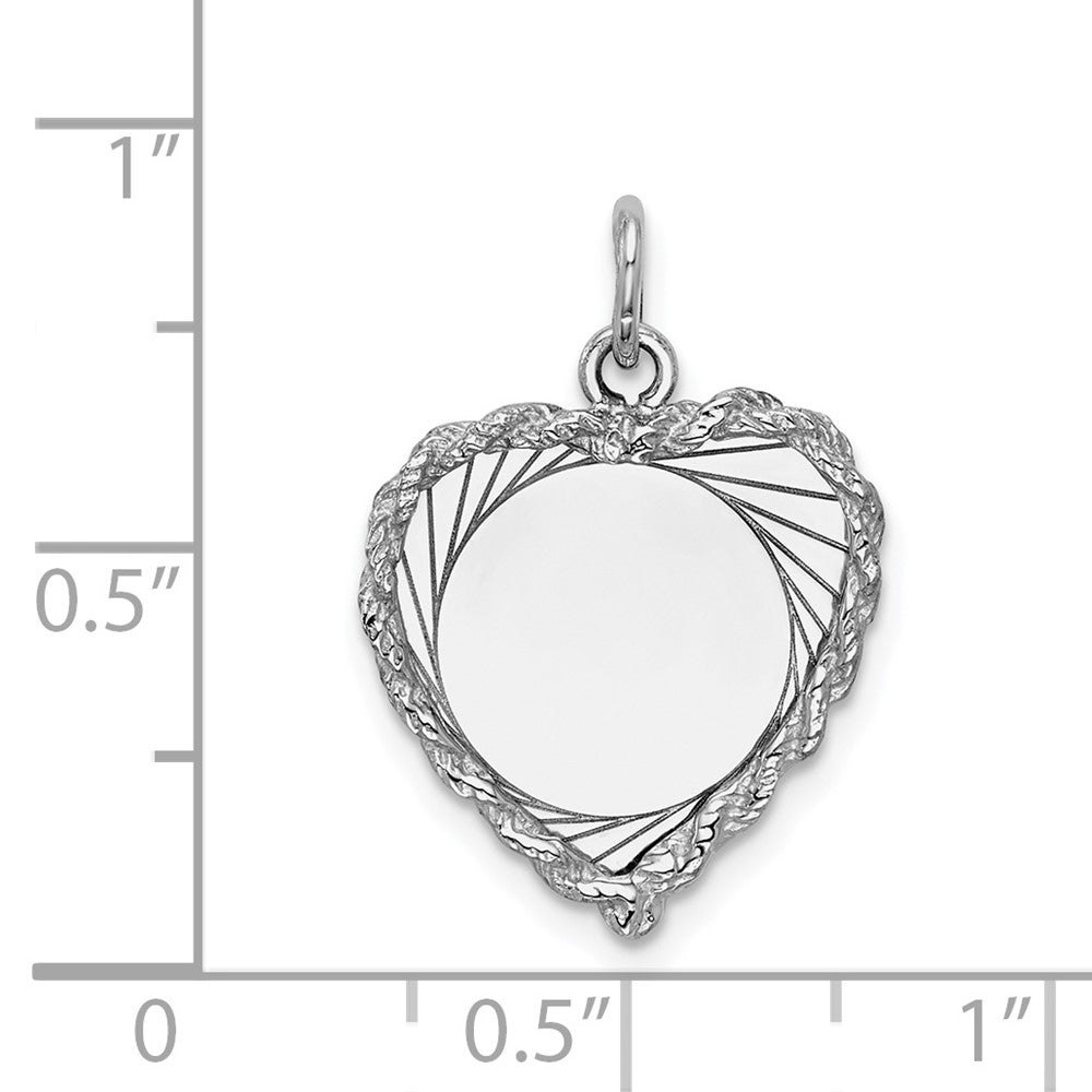 FJC Finejewelers 14 kt White Gold Etched Design .013 Gauge Engravable Heart Charm 24 x 16 mm