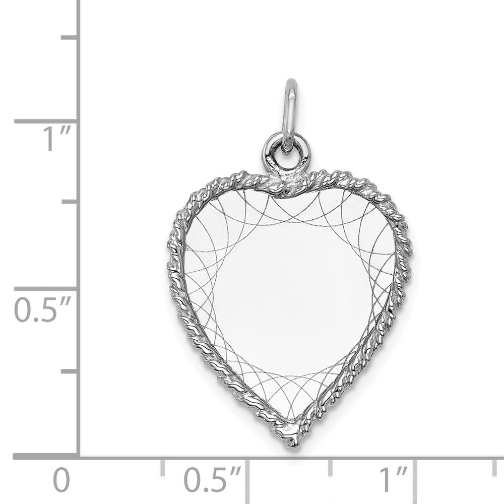 FJC Finejewelers 14 kt White Gold Etched Design .013 Gauge Engravable Heart Charm 28 x 19 mm