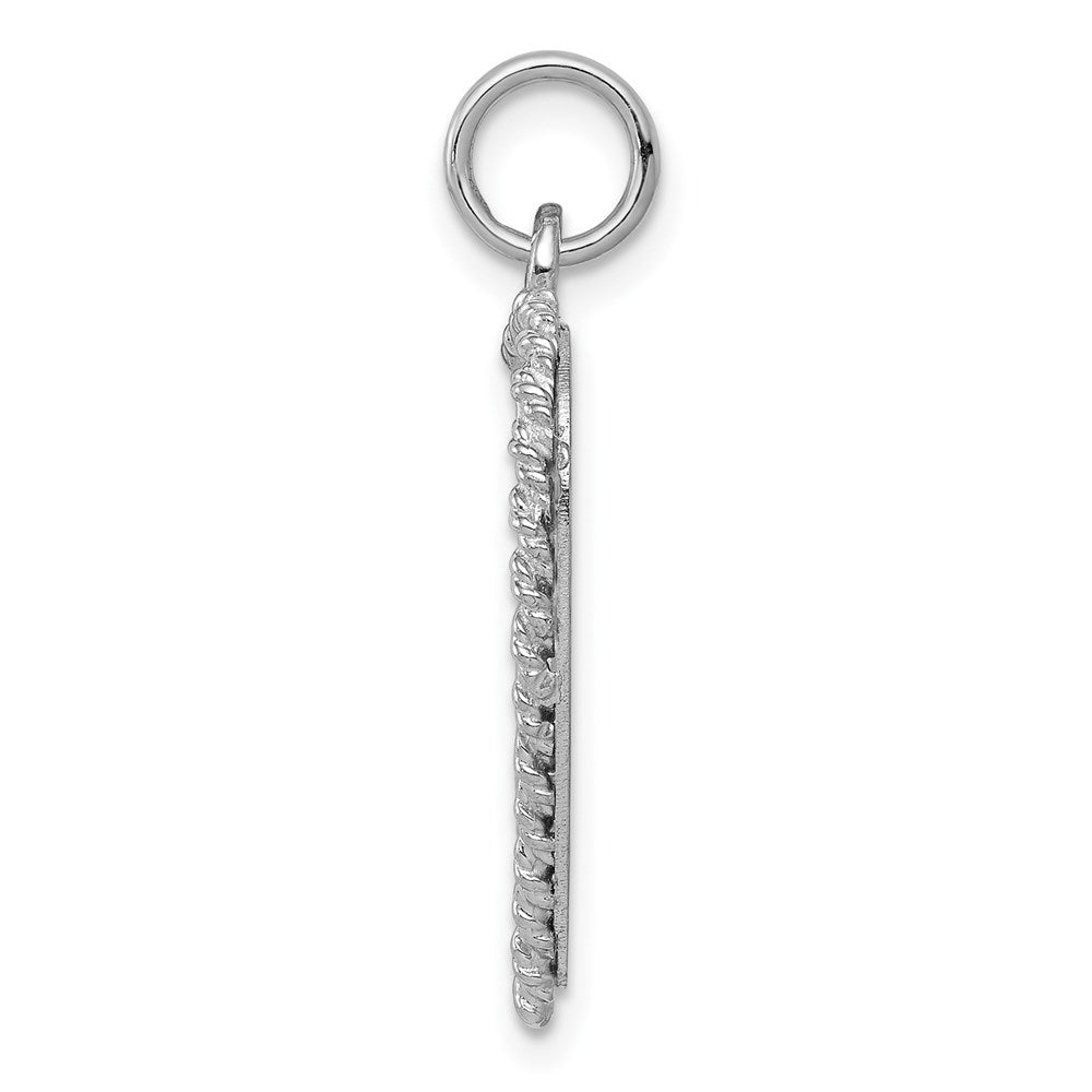 FJC Finejewelers 14 kt White Gold Etched Design .013 Gauge Engravable Heart Charm 28 x 19 mm