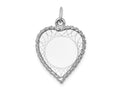 FJC Finejewelers 14 kt White Gold Etched Design .013 Gauge Engravable Heart Charm 28 x 19 mm