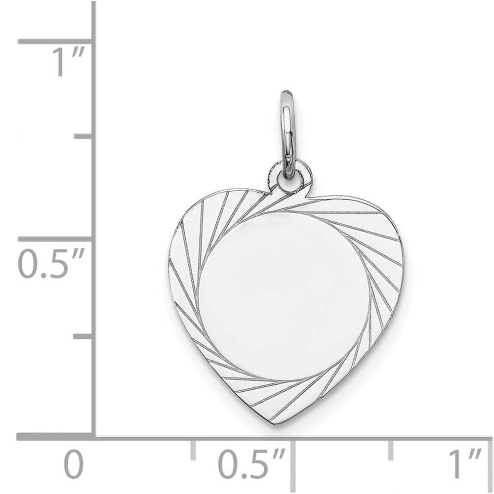 FJC Finejewelers 14 kt White Gold Etched Design .013 Gauge Engravable Heart Charm 21 x 15 mm