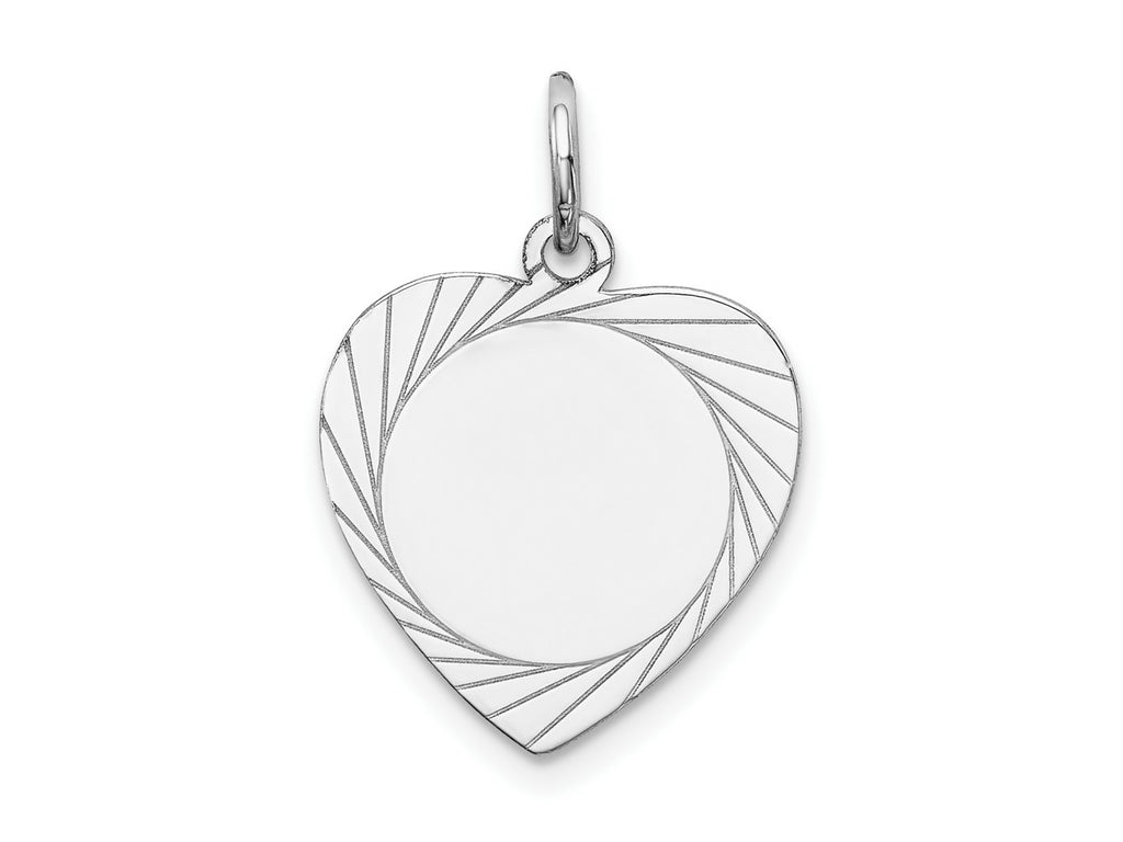 FJC Finejewelers 14 kt White Gold Etched Design .013 Gauge Engravable Heart Charm 21 x 15 mm