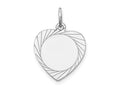 FJC Finejewelers 14 kt White Gold Etched Design .013 Gauge Engravable Heart Charm 21 x 15 mm