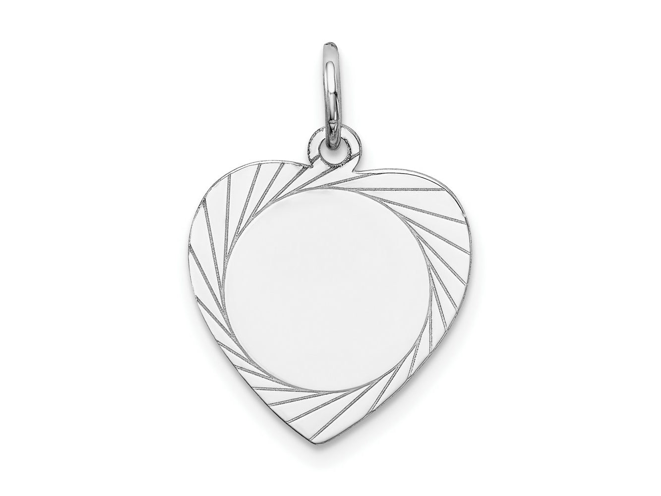 FJC Finejewelers 14 kt White Gold Etched Design .013 Gauge Engravable Heart Charm 21 x 15 mm