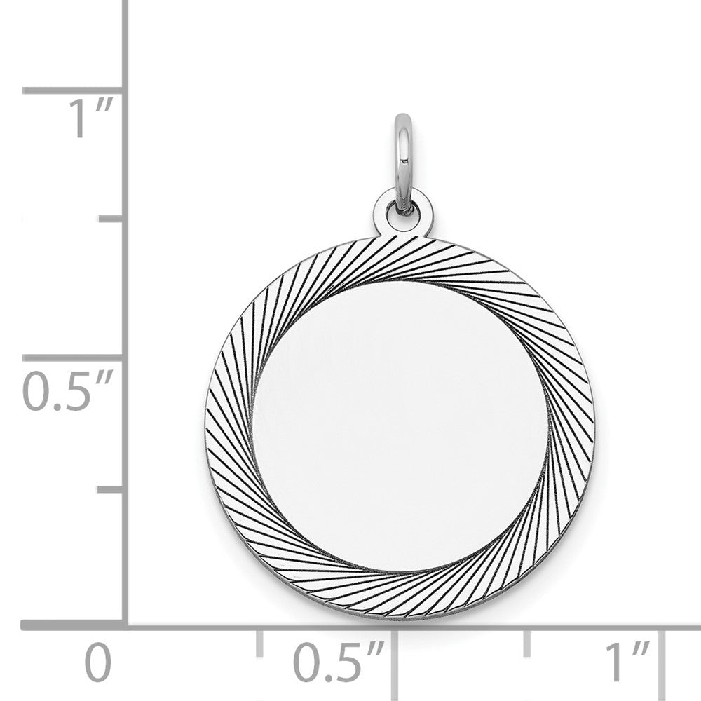 FJC Finejewelers 14 kt White Gold Personalized Etched Design .018 Gauge Round Engravable Charm 25 x 19 mm