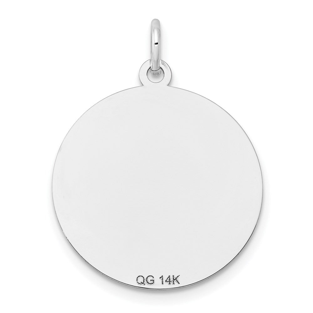 FJC Finejewelers 14 kt White Gold Personalized Etched Design .018 Gauge Round Engravable Charm 25 x 19 mm