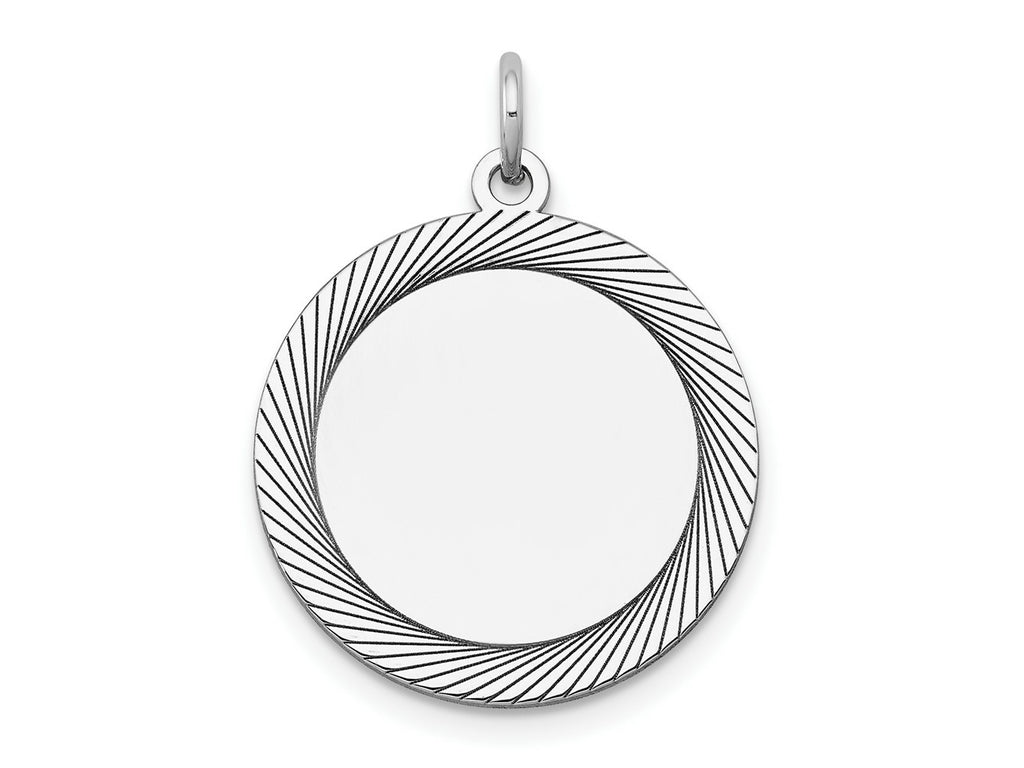FJC Finejewelers 14 kt White Gold Personalized Etched Design .018 Gauge Round Engravable Charm 25 x 19 mm