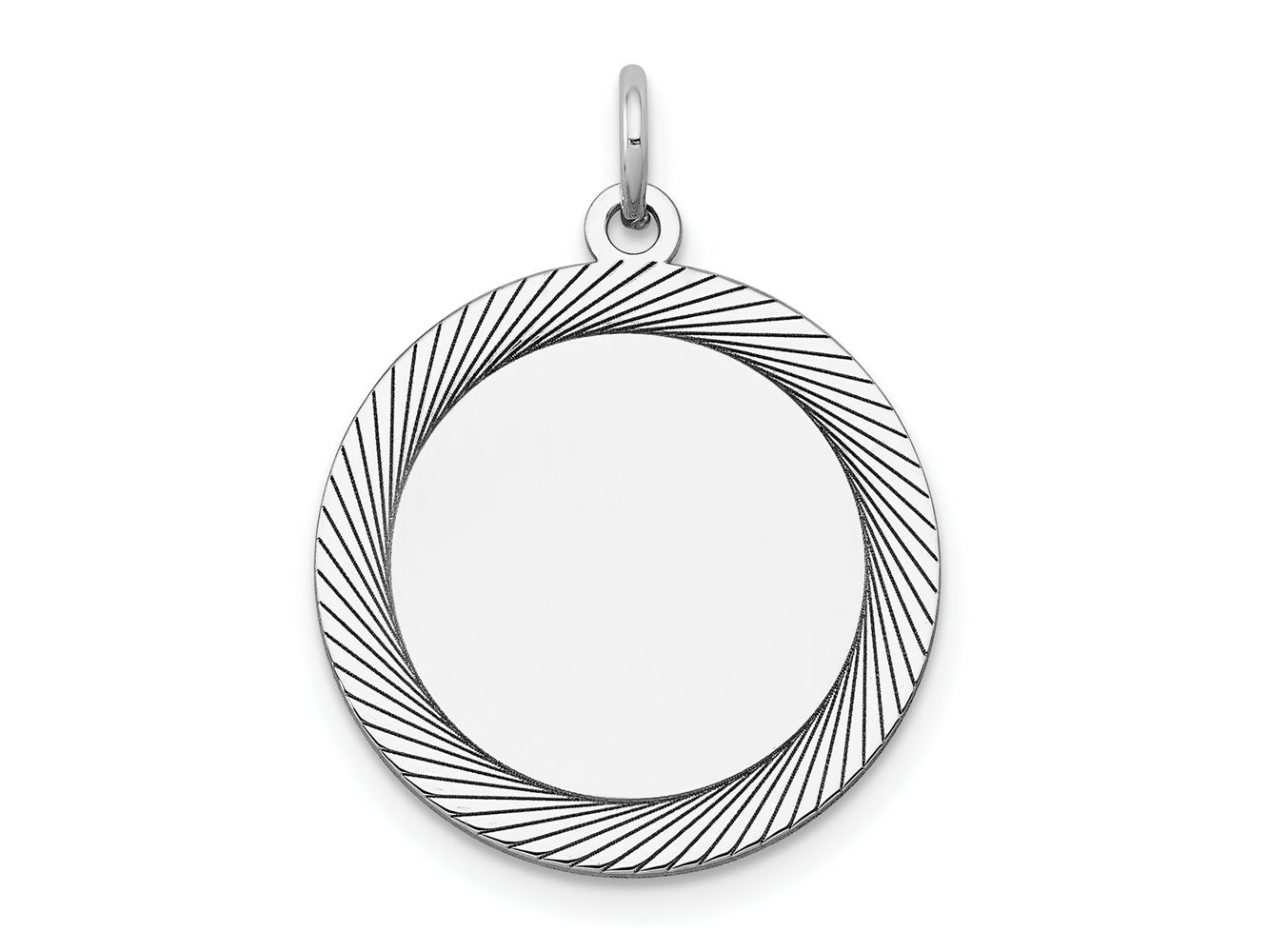 FJC Finejewelers 14 kt White Gold Personalized Etched Design .018 Gauge Round Engravable Charm 25 x 19 mm