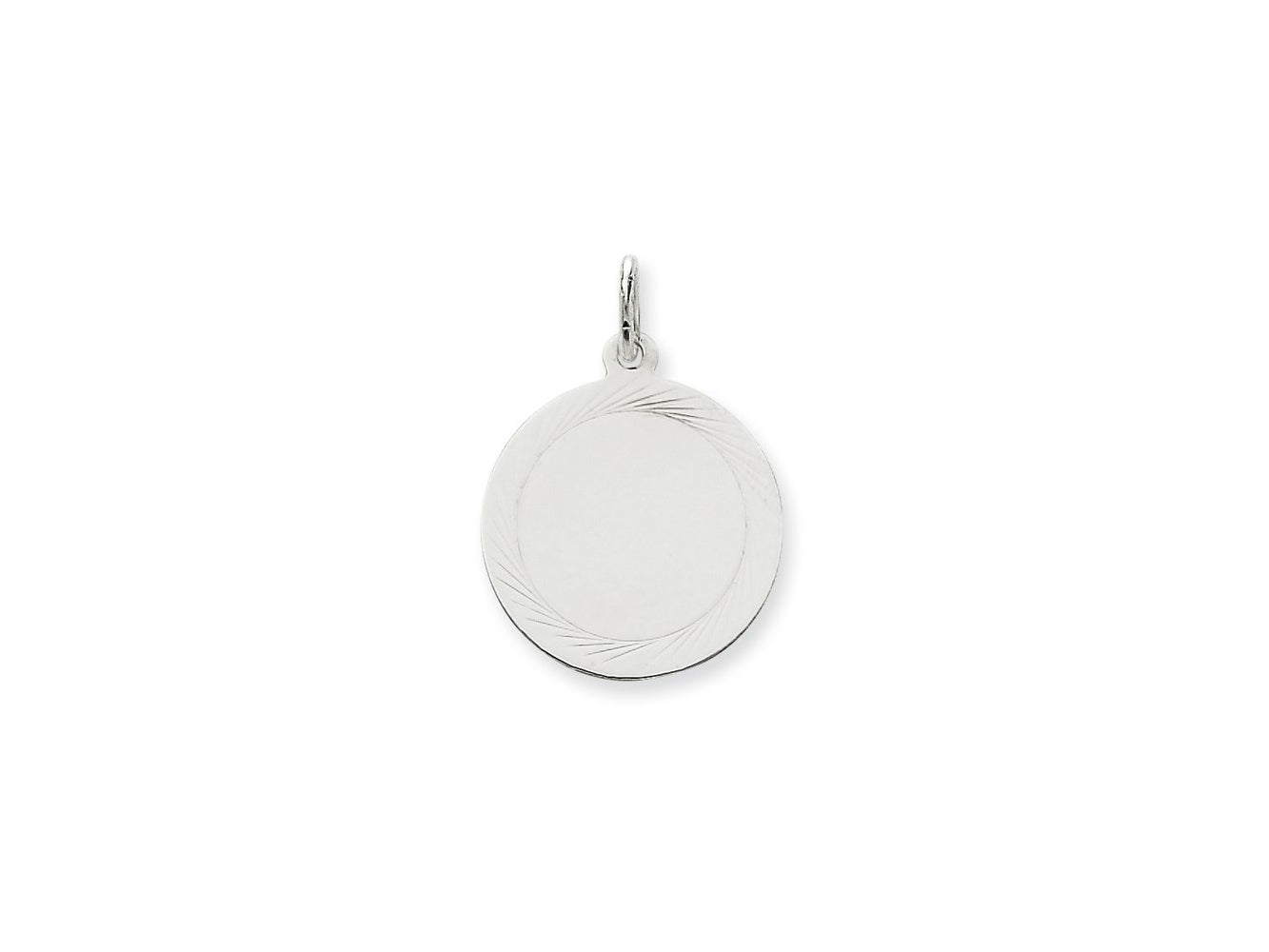 FJC Finejewelers 14 kt White Gold Personalized Etched Design .027 Gauge Round Engravable Charm 25 x 19 mm