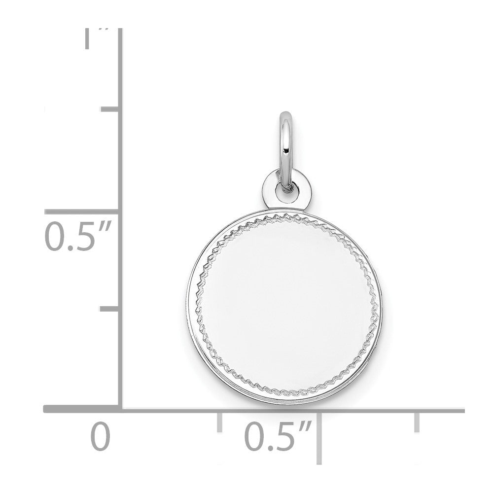 FJC Finejewelers 14 kt White Gold Personalized Plain .018 Gauge Round Engravable Disc Charm 19 x 13 mm