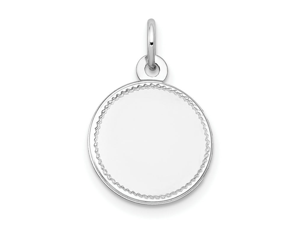 FJC Finejewelers 14 kt White Gold Personalized Plain .018 Gauge Round Engravable Disc Charm 19 x 13 mm