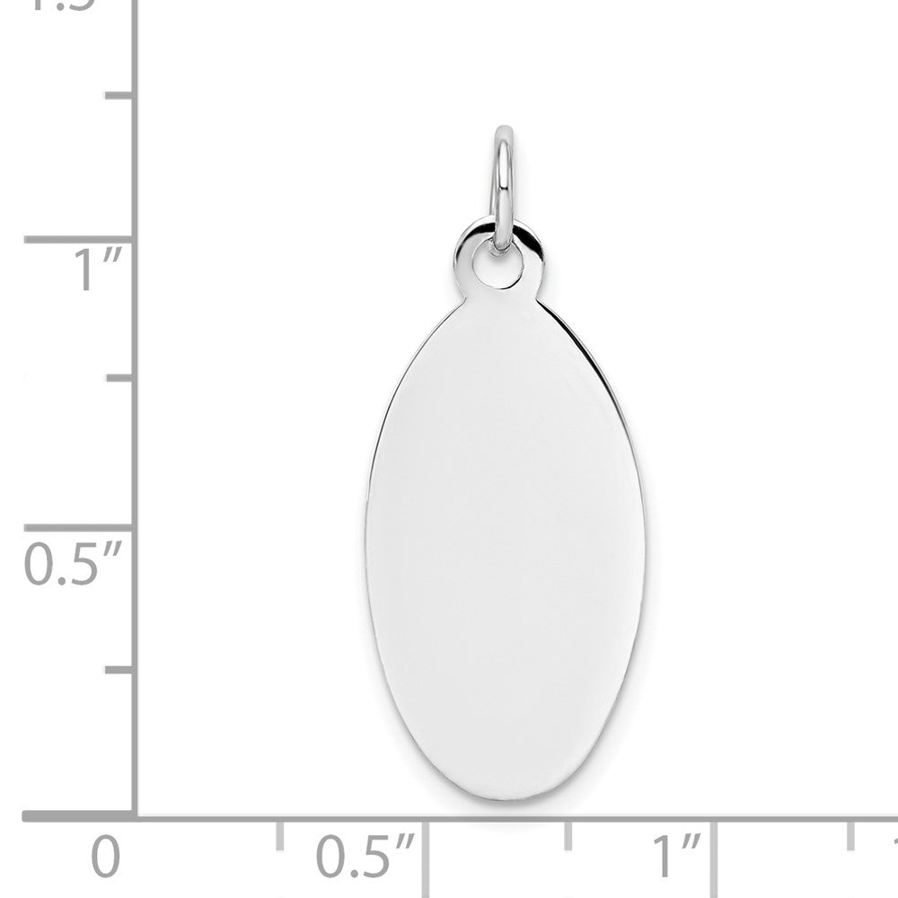 FJC Finejewelers 14 kt White Gold Personalized Plain .018 Gauge Elliptical Engravable Disc Charm 30 x 12 mm