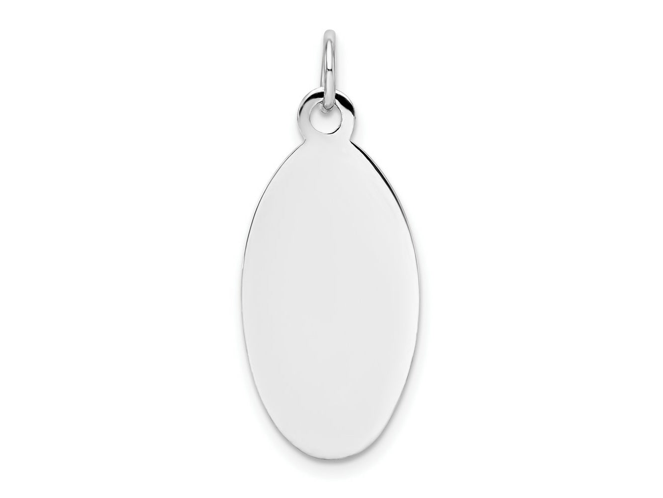FJC Finejewelers 14 kt White Gold Personalized Plain .018 Gauge Elliptical Engravable Disc Charm 30 x 12 mm