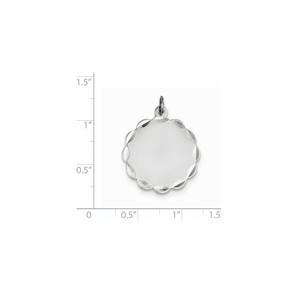 FJC Finejewelers 14 kt White Gold Bright Cut  .011 Gauge Engraveable Scalloped Disc Charm 29 mm x 24 mm