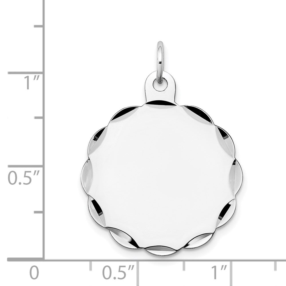FJC Finejewelers 14 kt White Gold Bright Cut  .018 Gauge Engraveable Scalloped Disc Charm 29 mm x 24 mm