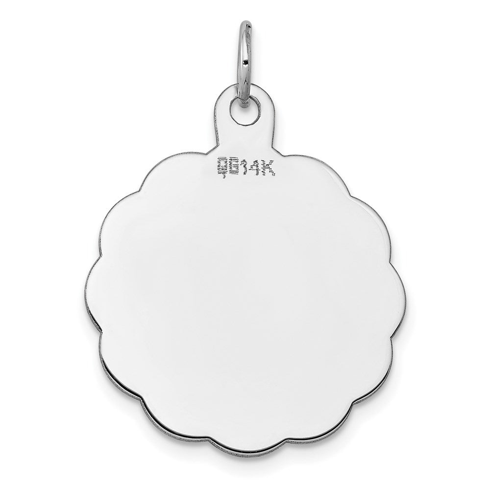 FJC Finejewelers 14 kt White Gold Bright Cut  .018 Gauge Engraveable Scalloped Disc Charm 29 mm x 24 mm
