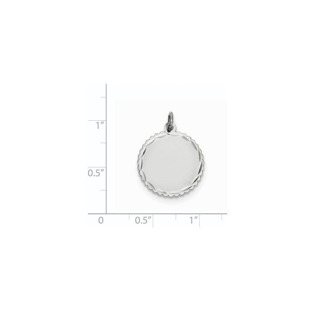 FJC Finejewelers 14 kt White Gold Bright Cut  .011 Gauge Engraveable Scalloped Disc Charm 23 mm x 18 mm
