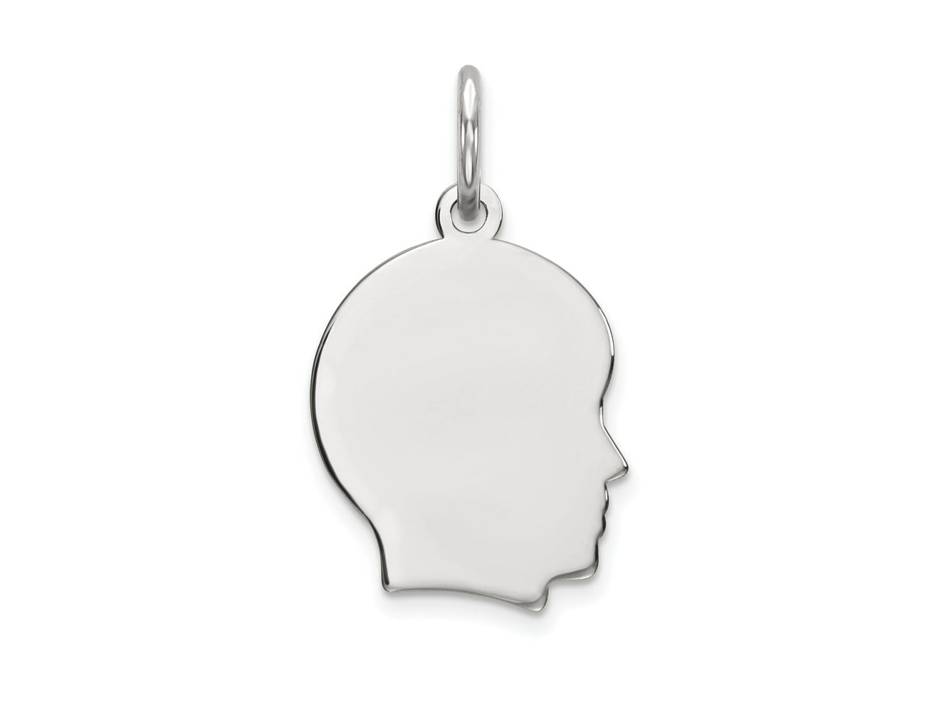 FJC Finejewelers 14 kt White Gold Personalized White Plain Small.011 Depth Facing Right Engravable Boy Charm 18 x 10 mm