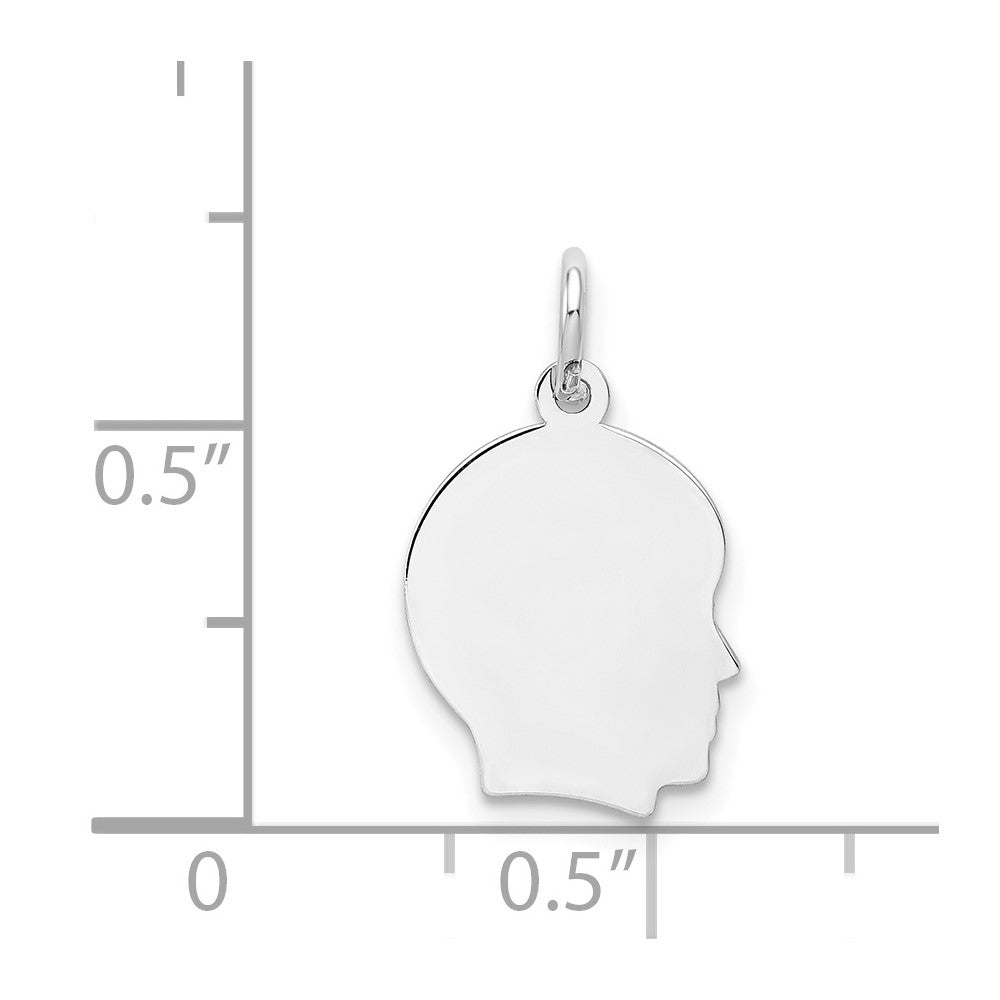 FJC Finejewelers 14 kt White Gold Personalized White Plain Small.018 Depth Facing Right Engravable Boy Charm 18 x 10 mm